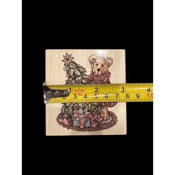 The Boyds Collection Elliot And The Tree Wooden Stamp, Teddy Bear Christmastime - Picture 4 of 5